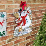 Decoración navideña para puerta con amigos del bosque helado de D. Gelsinger - Decoración navideña con muñeco de nieve y Papá Noel - 8461026H-1624