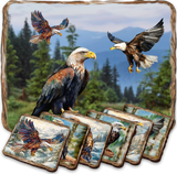 Eagles Wooden Cork Placemat and Coasters Gift Set of 7 by Nature Wonders Nature Wildlife Decor  - 85406C-S7