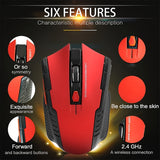 Ratón inalámbrico para juegos de 2,4 G, diseño ergonómico, agarre cómodo, alcance de 1000 m, ajuste de 800 a 1600 DPI, diseño elegante, para ordenadores de escritorio y portátiles, material plástico.