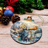Mighty Moose Of Alaska Wooden Ornaments by G.Debrekht - Wildlife Holiday Decor - 870054