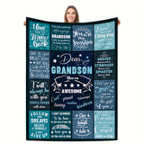 Manta estampada con una carta para mi nieto, estilo contemporáneo, suave y acogedora, ideal para sofá cama de viaje, decoración para oficina y hogar, ideal como regalo de cumpleaños, disponible para todas las estaciones.