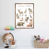 Woodland Animals Kids Room Decor - Montessori Wooden Poster - Homeschool I Educational Poster - Classroom Decor - Playroom Art - 310220