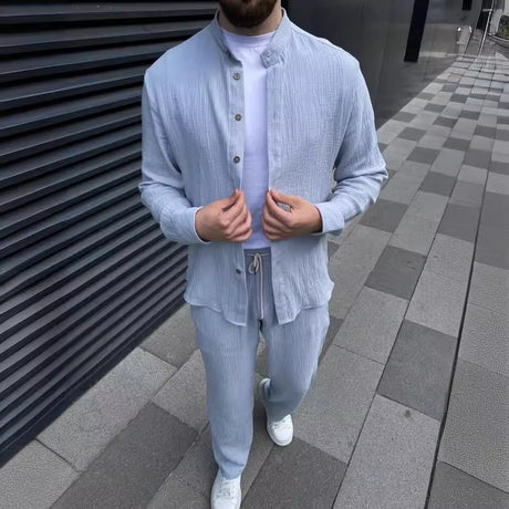 Cotton Men Suit Fashion Comfortable Top Pants - Lootquake