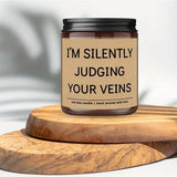 5.3oz Soy Wax Scented Candle with Inspirational Message - "I'm Silent Judging Your Veins for Loving You" - Perfect Appreciation Gift for Nurses, Nursing Students, and Loved Ones on Birthdays, Graduations, or Nurse's Day, Nurs
