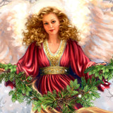 Ángel nevado de madera, obra de D. Gelsinger - Decoración navideña - 95681B-DG