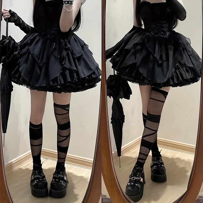 Medias altas con vendaje cruzado, calcetines por encima de la rodilla estilo JK, medias y calcetería para mujer