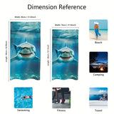 1pc Quick-Dry Microfiber Beach Towel with Vivid Deep-Sea Shark Design - Lightweight, Sand-Resistant, Perfect for Beach, Camping & Hiking - Ideal Gift for Shark Enthusiasts, Beach Blanket