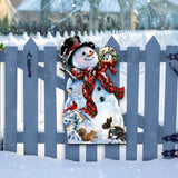 Decoración navideña para puerta de estilo antiguo de D. Gelsinger - Decoración navideña de Papá Noel y muñeco de nieve - 8461024H-1563