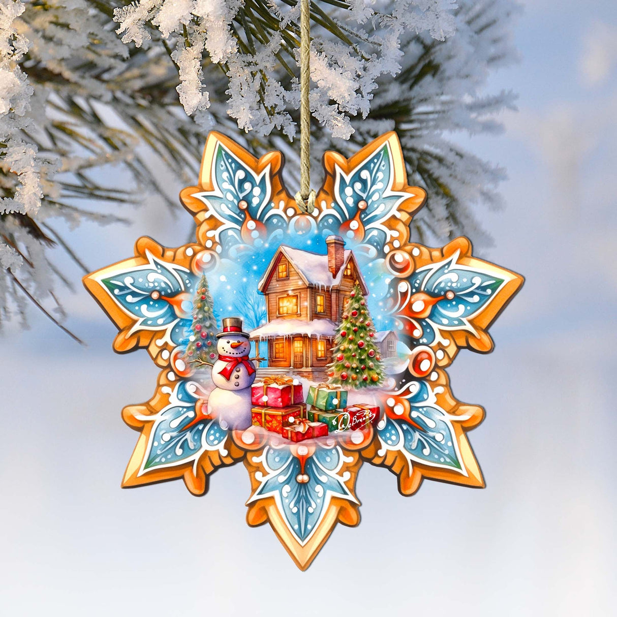 Adornos de madera con forma de copo de nieve de G. Debrekht - Regalos para muñecos de nieve - Decoración navideña de Papá Noel - 8688404