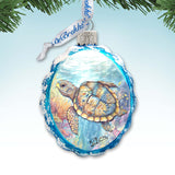 Adornos navideños de cristal - Adornos de cristal con forma de tortuga de G. Debrekht - Decoración navideña costera - 777396