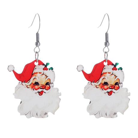 Vintage Santa Earrings Fun Cute Acrylic Santa Earrings Dwarf Earrings Snowman Earrings Christmas Tree Red Wine Glass Earrings Geometric Square Earrings Christmas Party Womens Jewelry (Santa Claus) - Lootquake