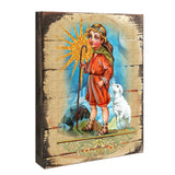 Shepherd Wooden Gold Plated Religious Christian Sacred Icon - Inspirational Icon Decor - 85045