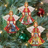Guardian Angel Wood Wooden Ornaments Set of 3 by G. DeBrekht - Nativity Holiday Decor - 8100029S3