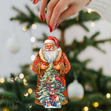 Adornos de madera de Papá Noel con amigos del bosque de G. Debrekht - Decoración navideña de Papá Noel y muñeco de nieve - 8691409