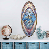 Tabla de surf costera con diseño de tiburón, arte mural artesanal, decoración oceánica de G. DeBrekht - Decoración costera navideña - 8490138HS