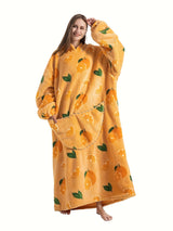 Sweat à capuche en flanelle imprimé citrouille grande taille - Doux, confortable, pelucheux, à capuche, vêtement d'hiver pour femme sur le thème d'Halloween
