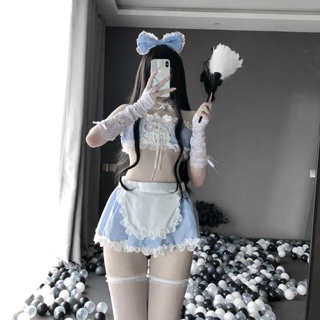 Women's Lace Ruffle Cosplay Lingerie Set - Lootquake