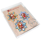 Santa's Greetings Snowflake Wooden Ornaments Set of 3 by G. Debrekht - Christmas Decor - 8090147-S3