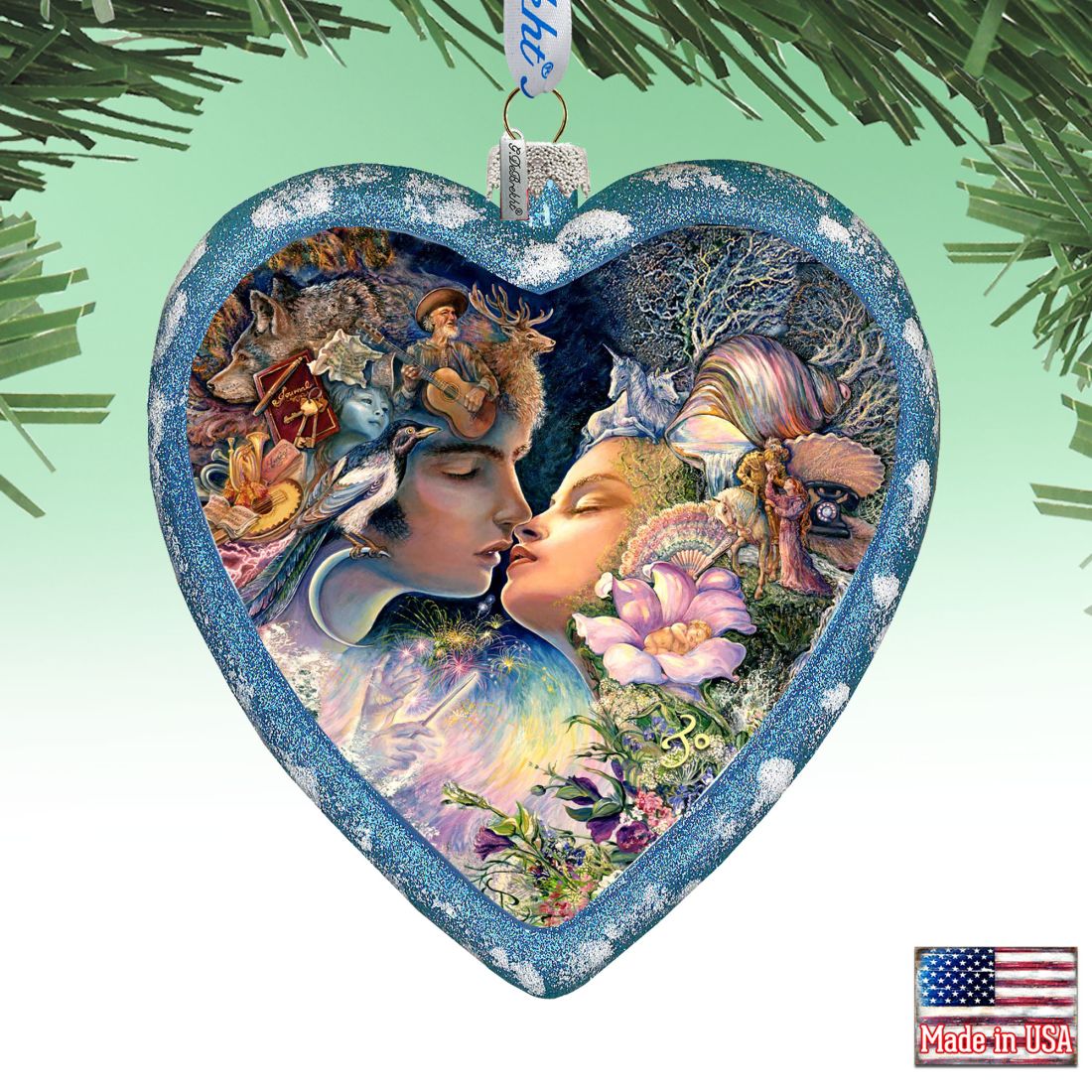 Magic Kiss Heart Glass Ornament Limited Edition by Josephine Wall - Christmas Decor - 738-408-JW