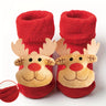 1 par de calcetines navideños para niña, adorables accesorios navideños con dibujos en 3D, calcetines gruesos de algodón con lazo, calcetines rojos antideslizantes.