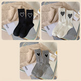 Lot de 3/5 paires de chaussettes côtelées à motif cœur, chaussettes mi-hautes confortables et douces, bas et collants pour femmes