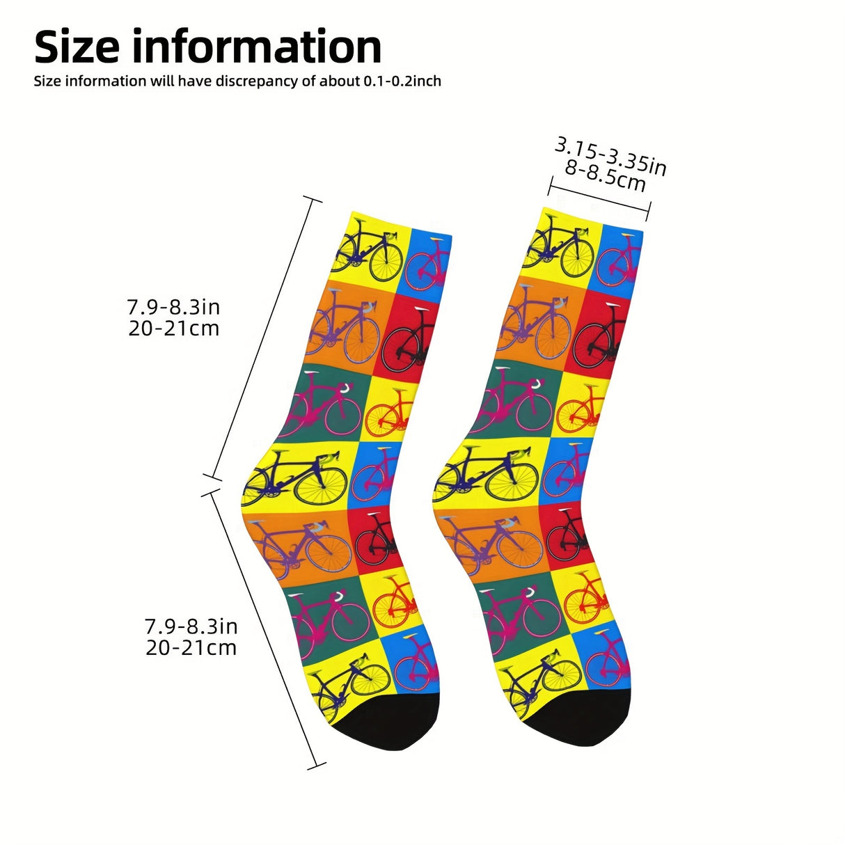 1 Pair of Vibrant Geometric-Patterned Mens Crew Socks - Breathable, Comfy, Casual, Unisex for Outdoor Wearing All Seasons - Soft Polyester Knit Fabric, Novelty Design for Fashion-Forward Guys