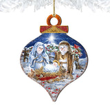 Adornos de madera para la Natividad de la Familia de Nieve de Gelsinger - Decoración navideña de Papá Noel y muñeco de nieve - 8031153-DG