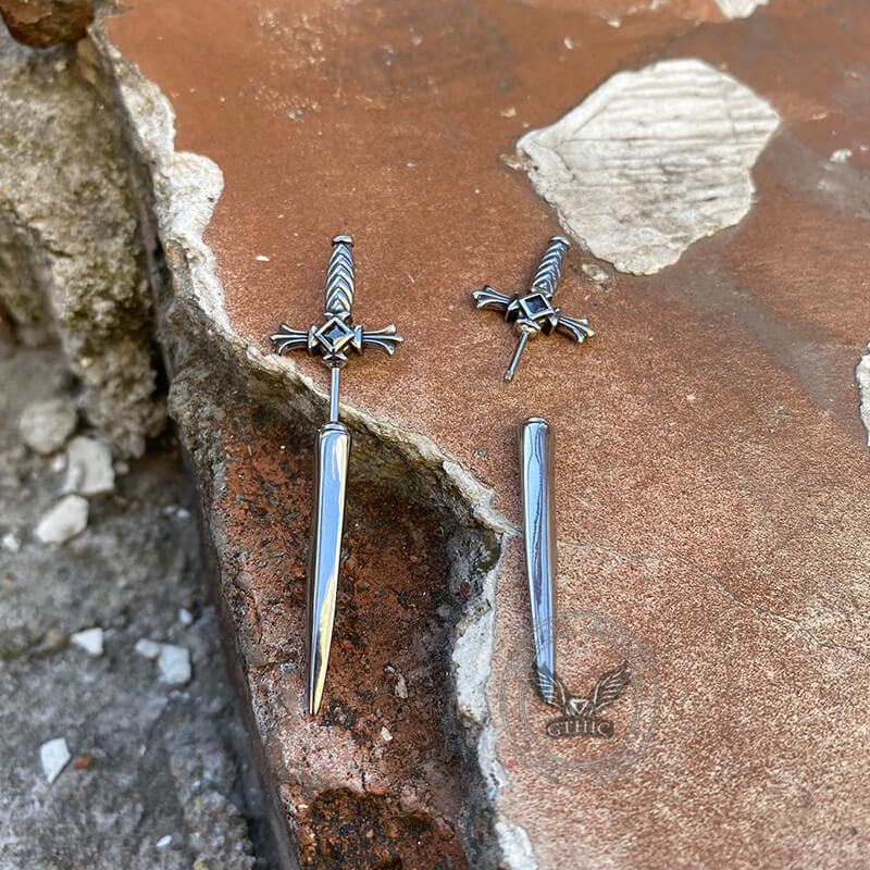 Dagger Sword Stainless Steel Stud Earrings