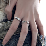 Dark Cross Star Moon Copper Alloy Open Zircon Ring