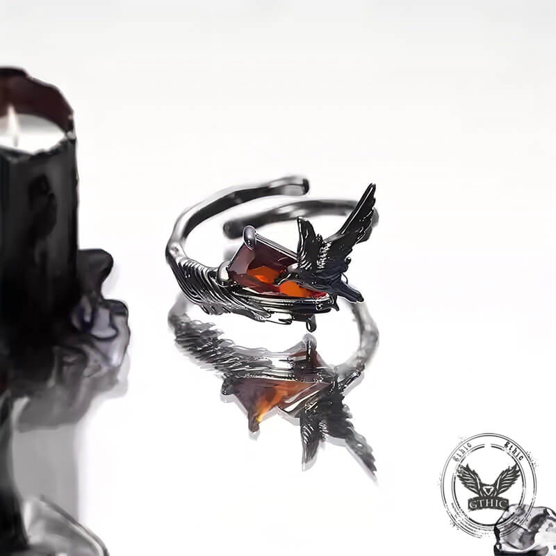 Dark Crow Sweet Cool Style Copper CZ Open Ring