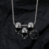 Dark Three Skull Head Stainless Steel Gothic Necklace