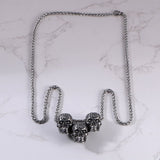 Dark Three Skull Head Stainless Steel Gothic Necklace