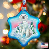 Adorno de cristal con forma de copo de nieve de oso polar de G. DeBrekht - Decoración navideña con temática de vida silvestre - 754-001