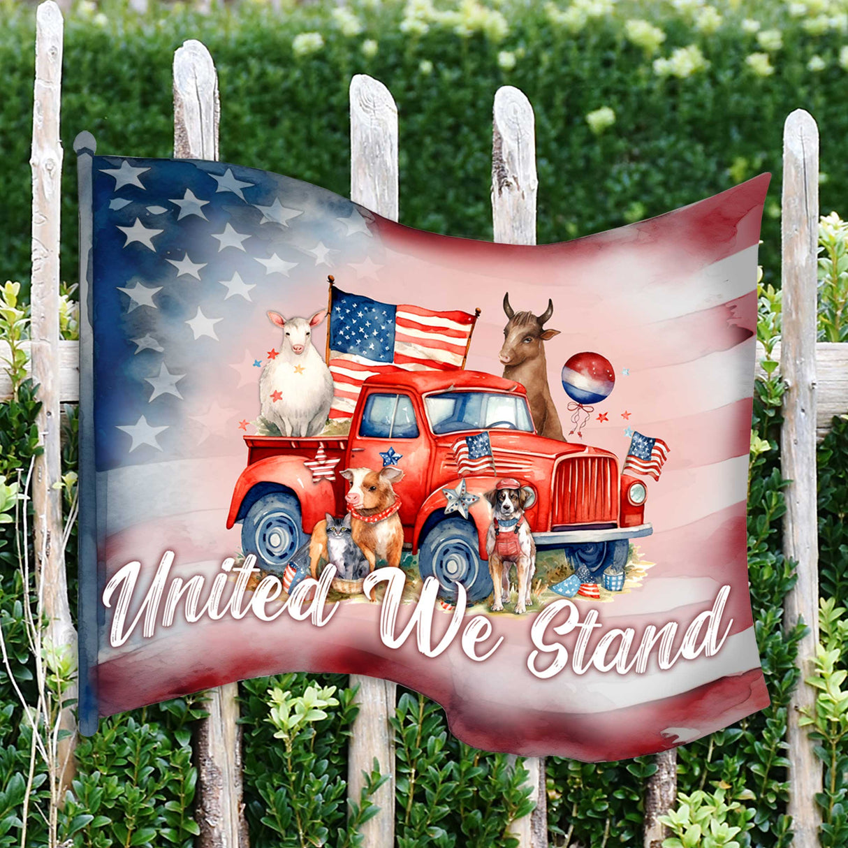 Front door welcome sign American flag United we stand Front porch Patriotic wreath Main entrance banner Welcome sign - Wooden front porch decor - 933106H