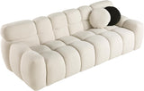 3 Seater Teddy Fleece Boucle Upholstered Loveseat Sofa Clouch Couch, Minimalist Style Marshmallow Deep-Seat Cloud Modular Couch with Thicked Cushions and Decor Pillows for Living Room, Bedroom