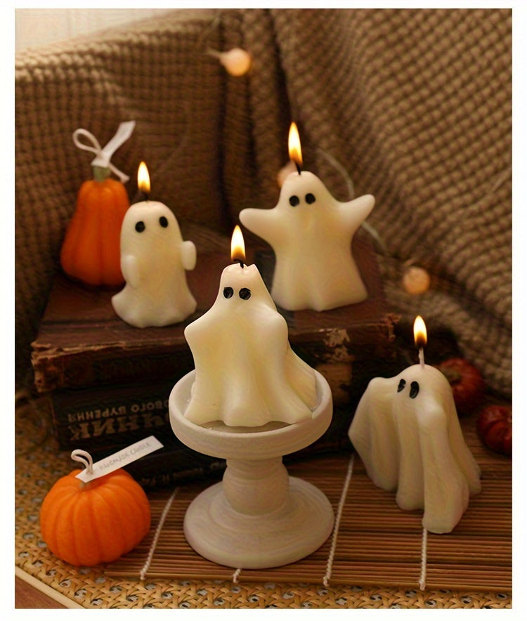 Coffret de 6 bougies parfumées fantômes effrayants pour Halloween, aromathérapie sans fumée avec mèche en coton, paillettes, idéal pour la décoration et les cadeaux de Noël.