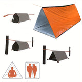 Tente d'abri d'urgence pour 2 personnes avec couverture isolante en polyéthylène : durable, coupe-vent et imperméable pour le camping et la préparation aux crises