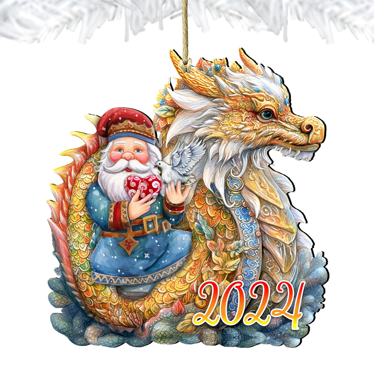 Adornos de madera de Papá Noel con dragón de G. Debrekht - Decoración navideña - 8611088-24