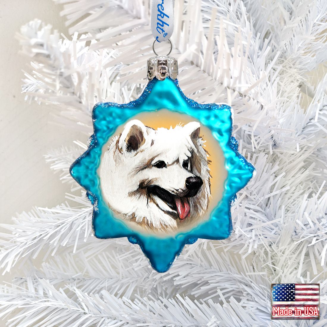 Adorno de cristal de mercurio con forma de husky blanco de G. DeBrekht - Decoración para perros y gatos - 774017