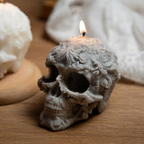 Bougie d'aromathérapie Crâne d'Halloween - Bougie parfumée à la cire de soja à mèche unique dans un pot, de forme ovale avec embellissements pailletés pour une décoration d'ambiance festive