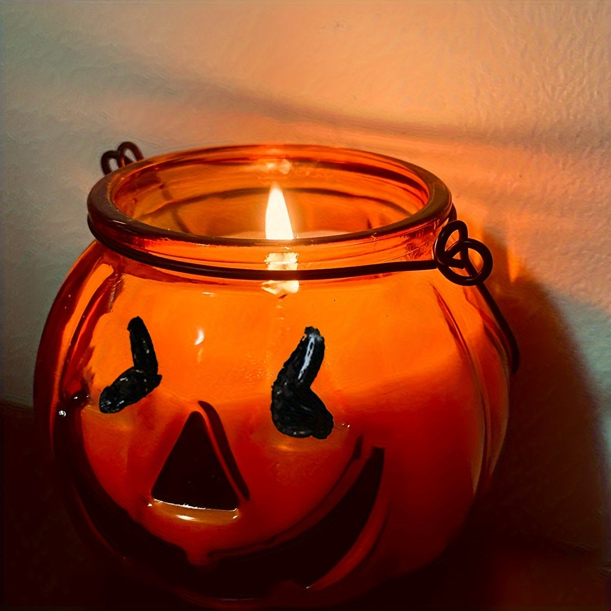 Bougie parfumée en forme de citrouille d'Halloween avec poignées - 180 g, parfum rose, idéale pour la décoration de fête et l'ambiance de la maison