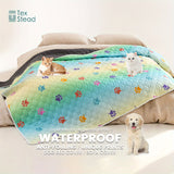 Ultimate Reversible Dog Bed Cover - Waterproof, Washable, Reusable Camping Mat with Geometric Embroidery Blanket, Rainbow Dog Paw Design, Easy to Clean and Durable for Indoor and Outdoor Use