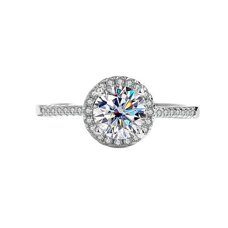 S925 Sterling Silver Moissanite Round Bag Three-piece Female Ring Necklace - Lootquake