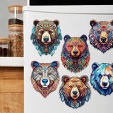 Mystical Bears Decorative Wooden Magnets Set of 6 by G. Debrekht - Wildlife Decor - 8090120G-S6