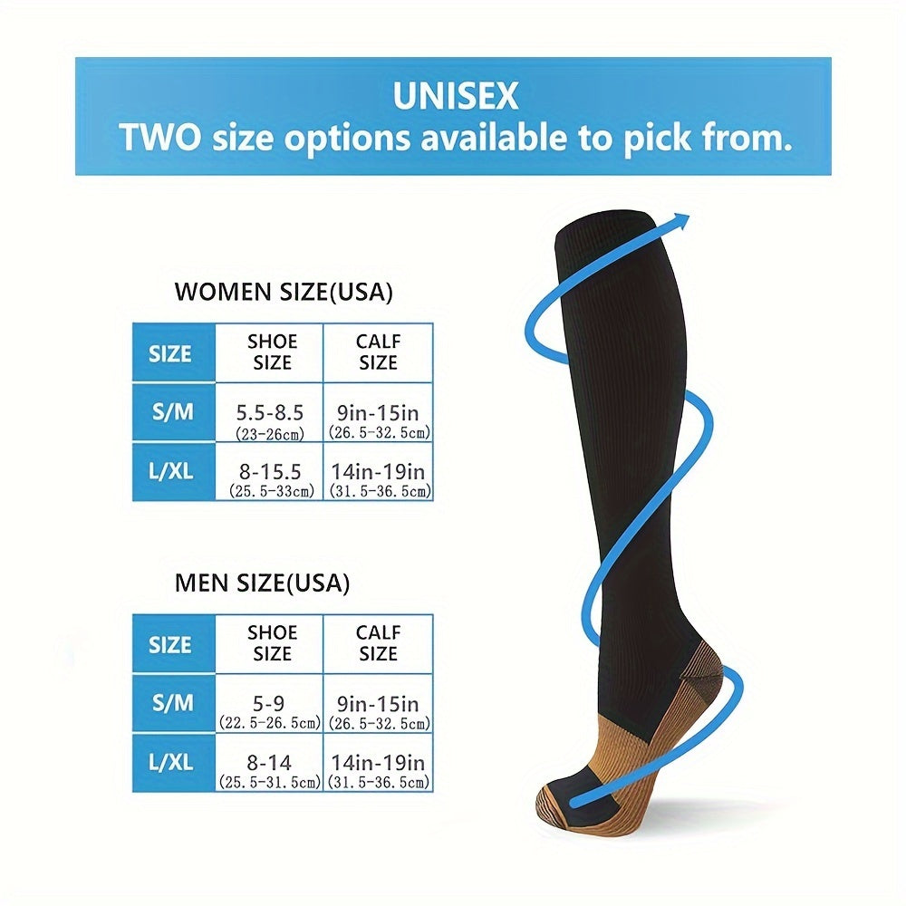 4 pares de calcetines de compresión de cobre - 20-30 mmHg - Refuerzo circulatorio para enfermeros y deportistas - Soporte mejorado, unisex, ideal para correr y andar en bicicleta