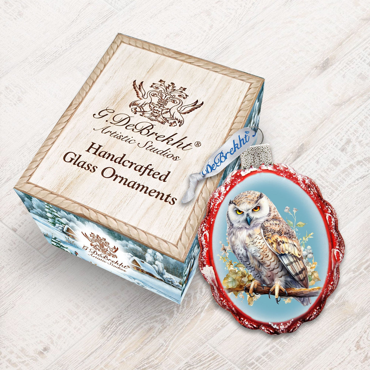 White Owl Mercury Glass Ornaments by G. Debrekht - Wildlife Holiday Decor - 776002