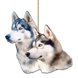 Adornos de madera de husky de Alaska con espíritu de G.Debrekht - Decoración navideña con temática de vida silvestre - 8710115-1