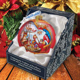 Santa Workshop Ball Glass Ornament by G. DeBrekht - Christmas Santa Snowman Decor - 73611