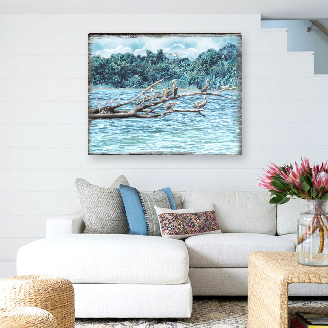 Island Paradise Seabirds Wooden Coastal Wall Art by Nature Wonders - Coastal Sea-Life Decor - 95252-7B