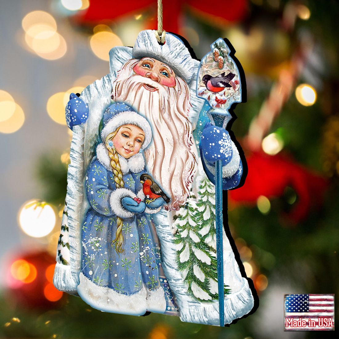 Classic Christmas Wooden Ornaments by G. DeBrekht - Christmas Santa Snowman Decor - 8111410